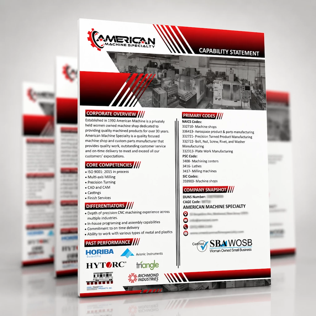 American Machine Specialty manufacturing capability statement design