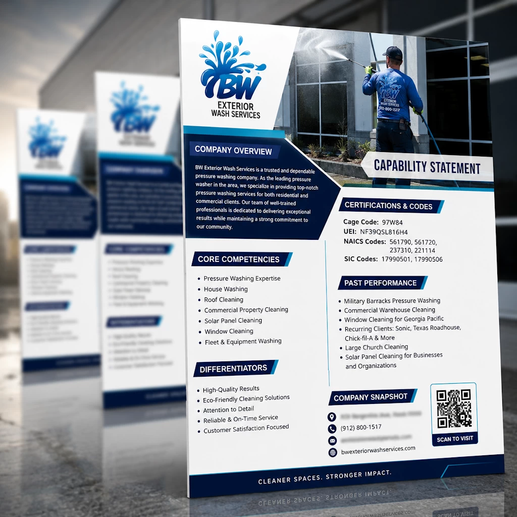 BW Exterior Wash Services commercial capability statement design