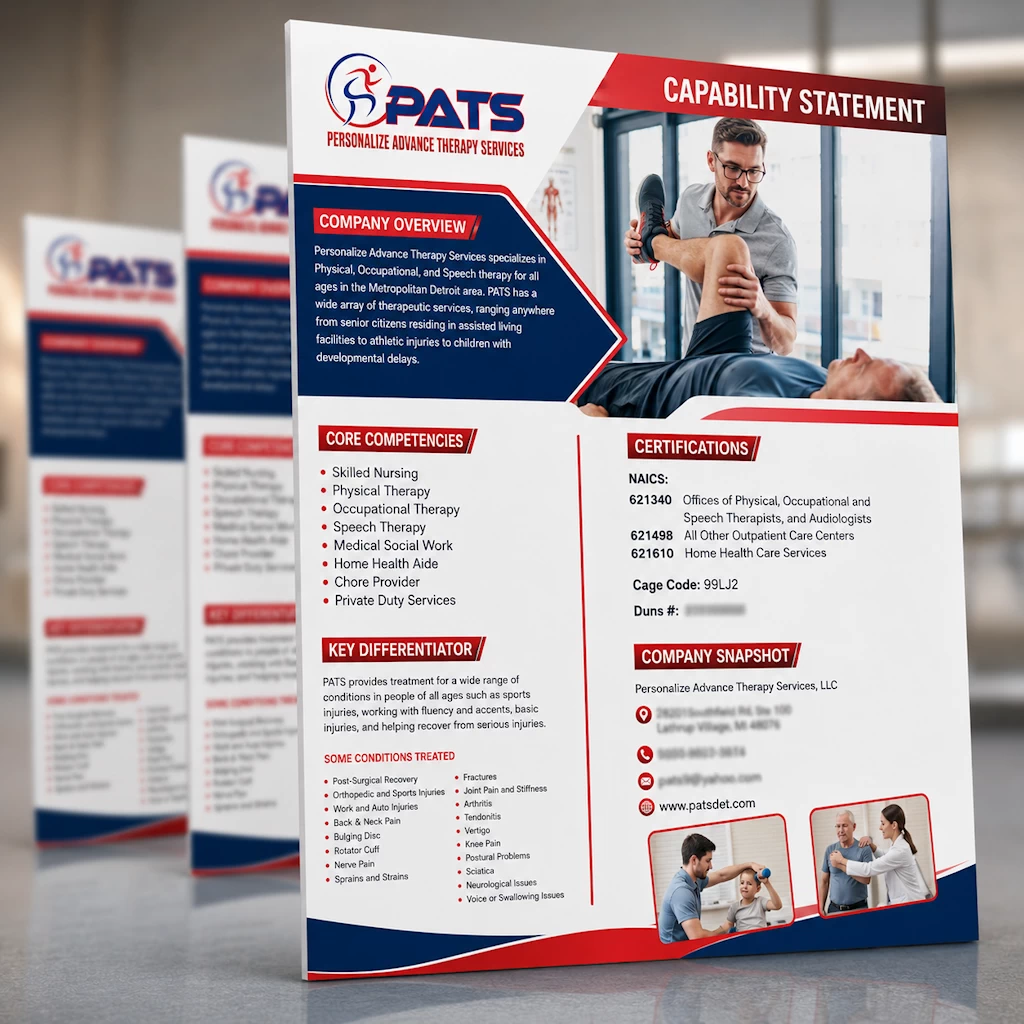 PATS healthcare and therapy capability statement design